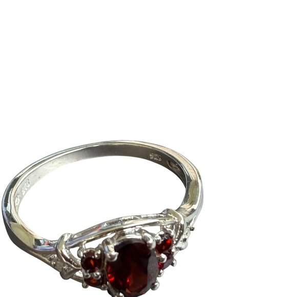 STS Sterling Silver 925 Garnet Gemstone Ring Size 10 - Picture 3 of 4